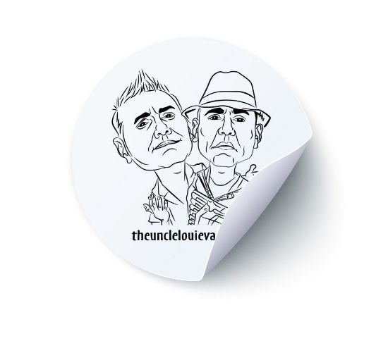 Picture of Uncle Louie Heads 3x3 Inch Sticker 3 for $10